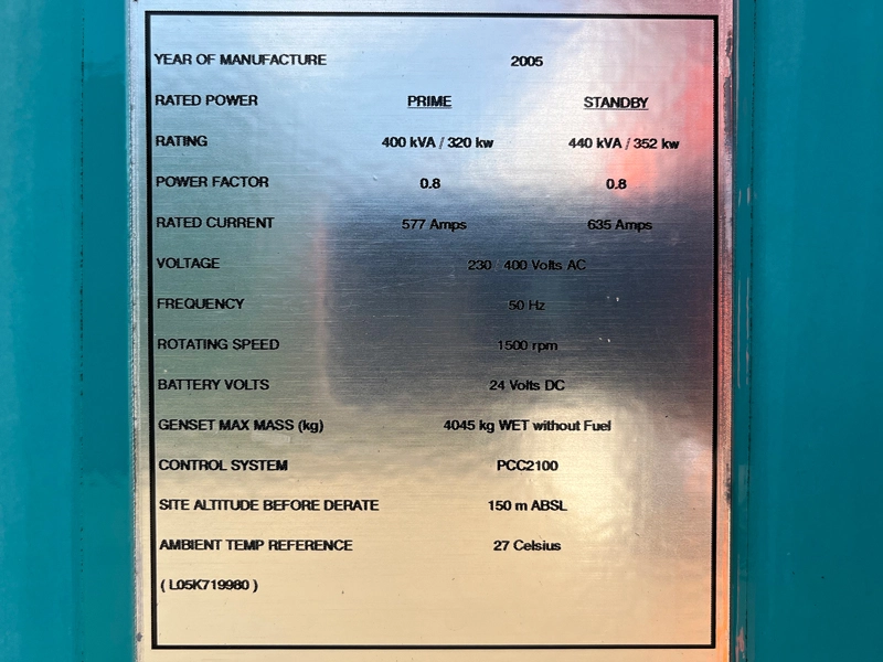 Used Cummins 440kVA Diesel Generator