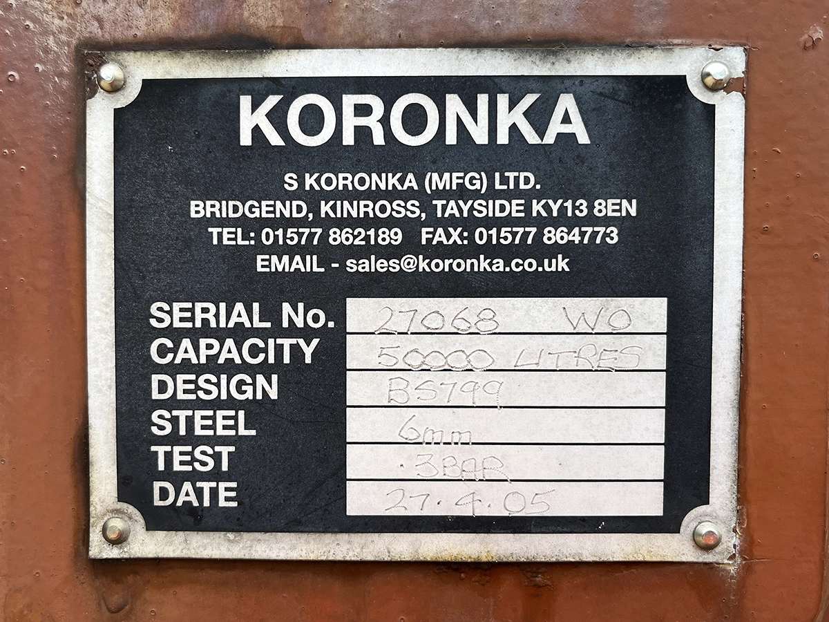 Used Koronka 50,000 Litre Bunded Diesel Fuel Tank