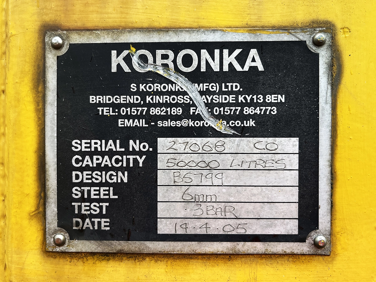 Used Koronka 50,000 Litre Bunded Diesel Fuel Tank