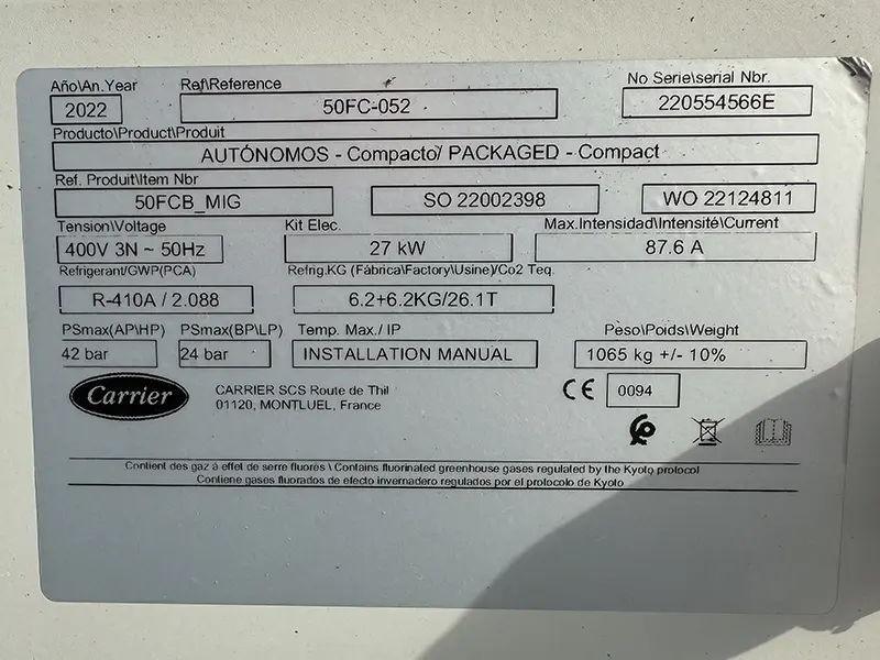 XSP9840 - Carrier 50FC-052 Packaged Rooftop Unit