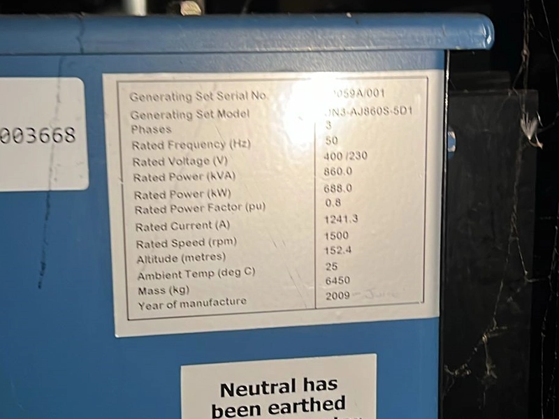 Used MTU 860kVA Diesel Generator