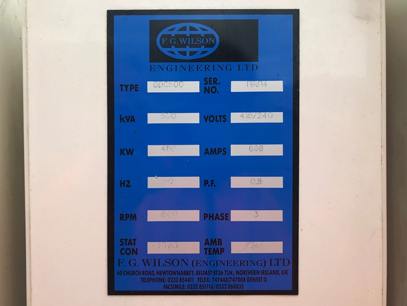 FG Wilson Detroit Diesel Generator 500kVA