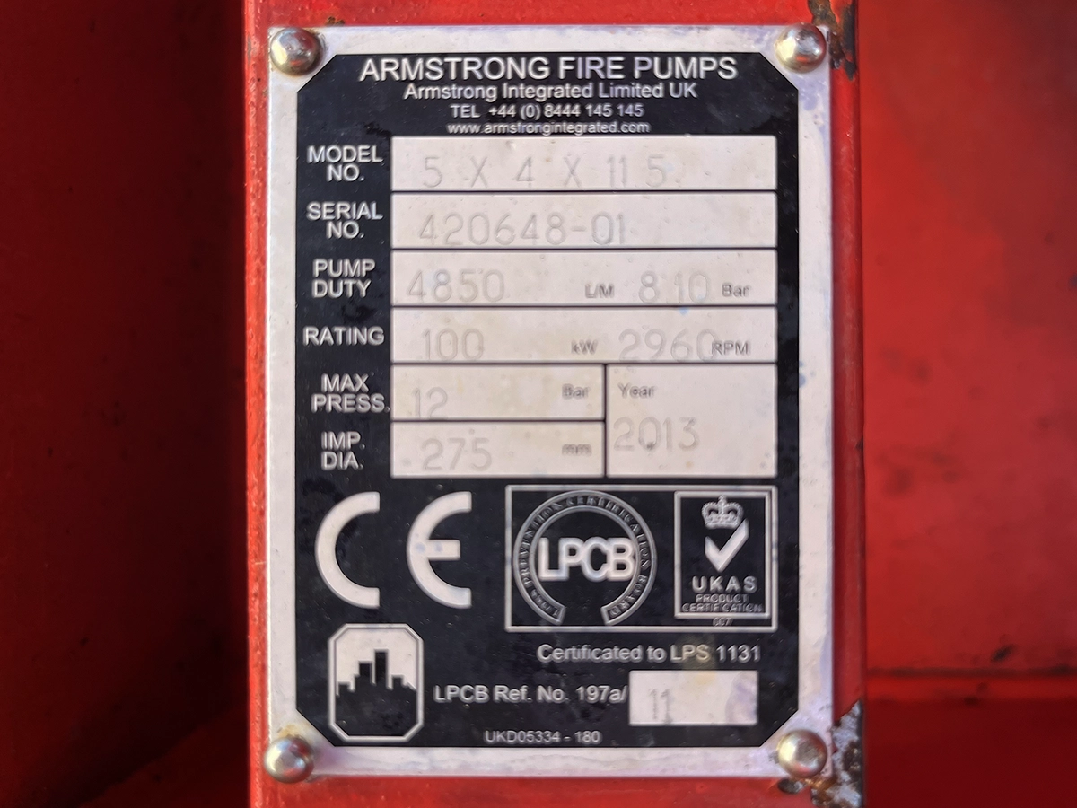 Used Armstrong 5x4x10 Fire Pump