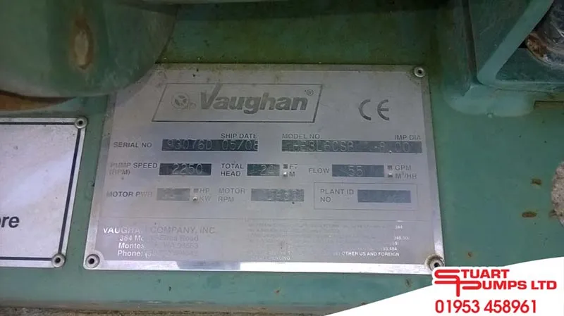 Used Vaughan HE3L6058 Horizontal Chopper Pump