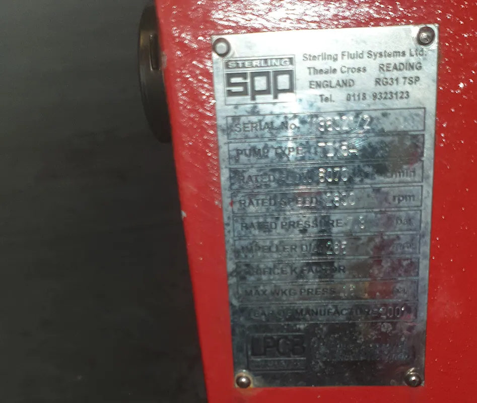 Used SPP TD15A LPCB Approved Fire Pump