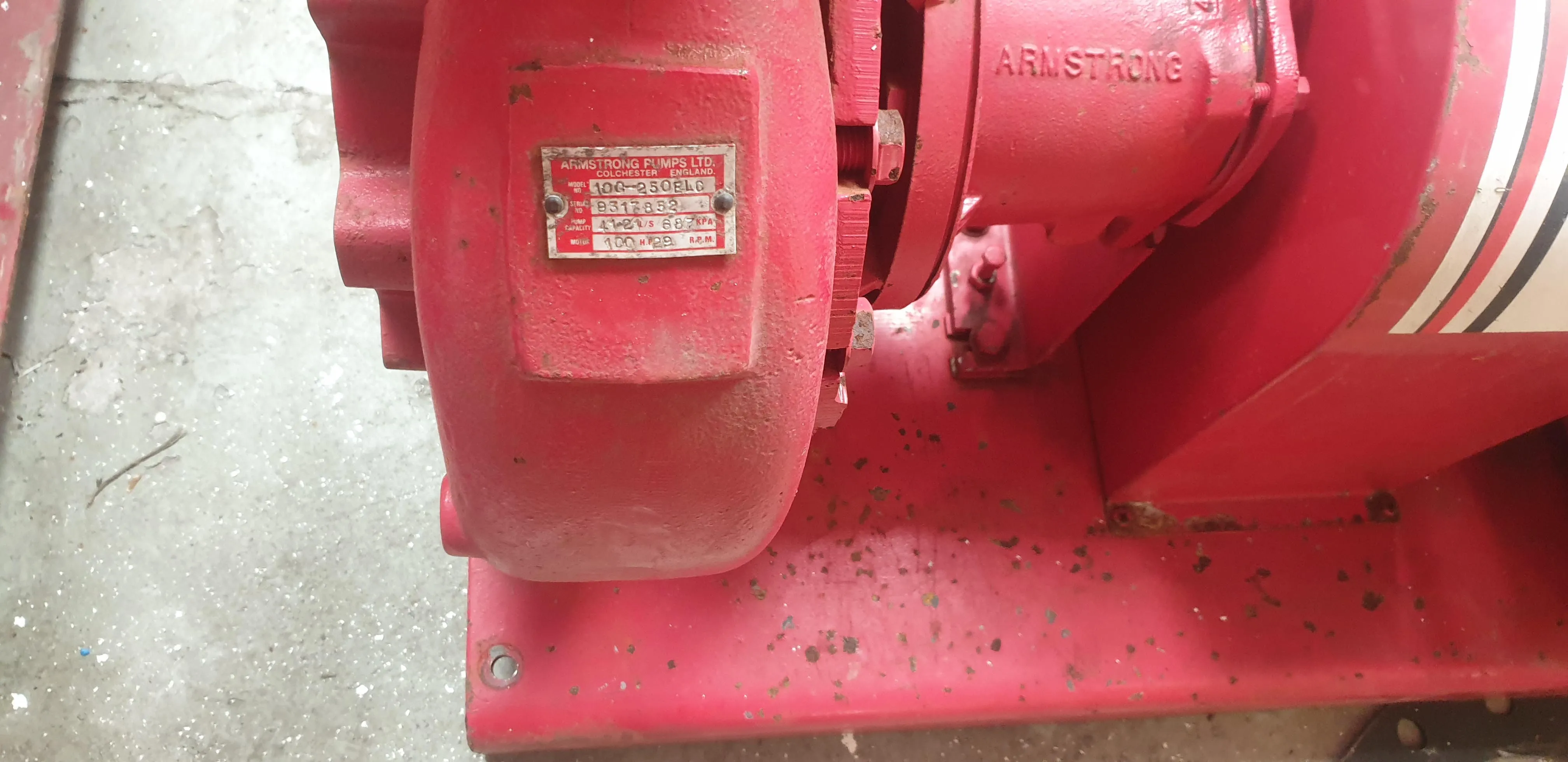 Used Armstrong 100-80DLC LCPB approved fire pump