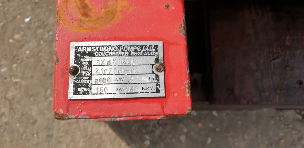 Used Armstrong 8x6x12.5 fire pump